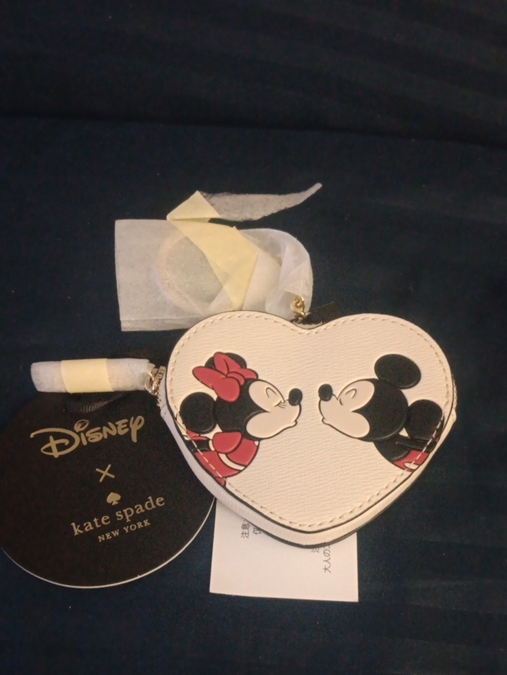 kate spade White Heart Coin Purse with Mickey & Minnie Kiss Print